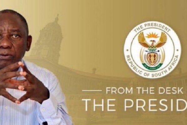 A picture of President Cyril Ramaphosa in office