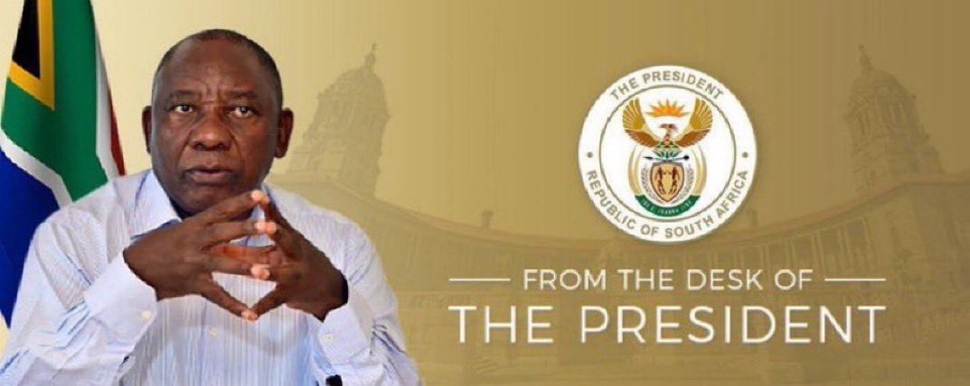 A picture of President Cyril Ramaphosa in office